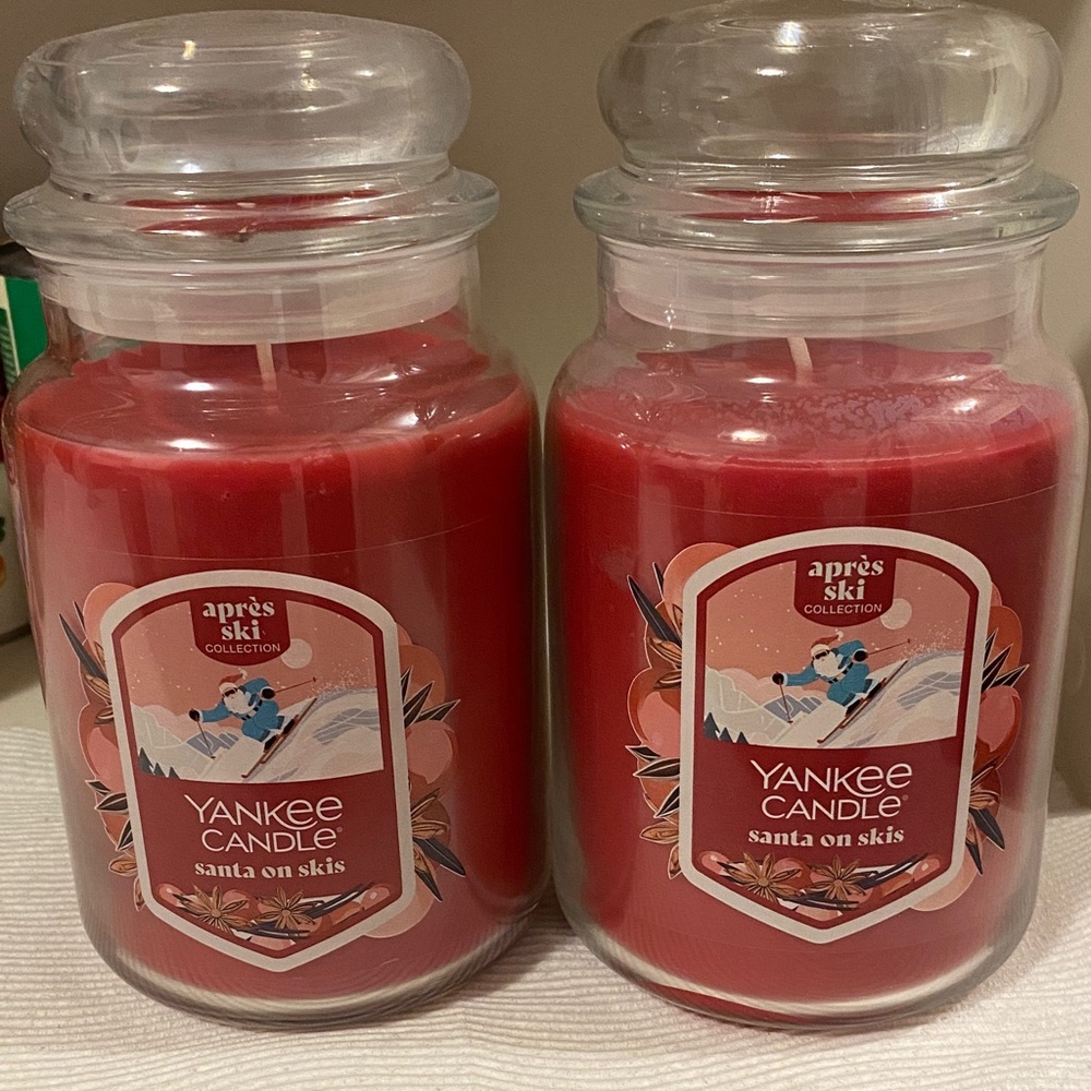 Yankee Candle Red Santa on Skis Jar Candle Duo